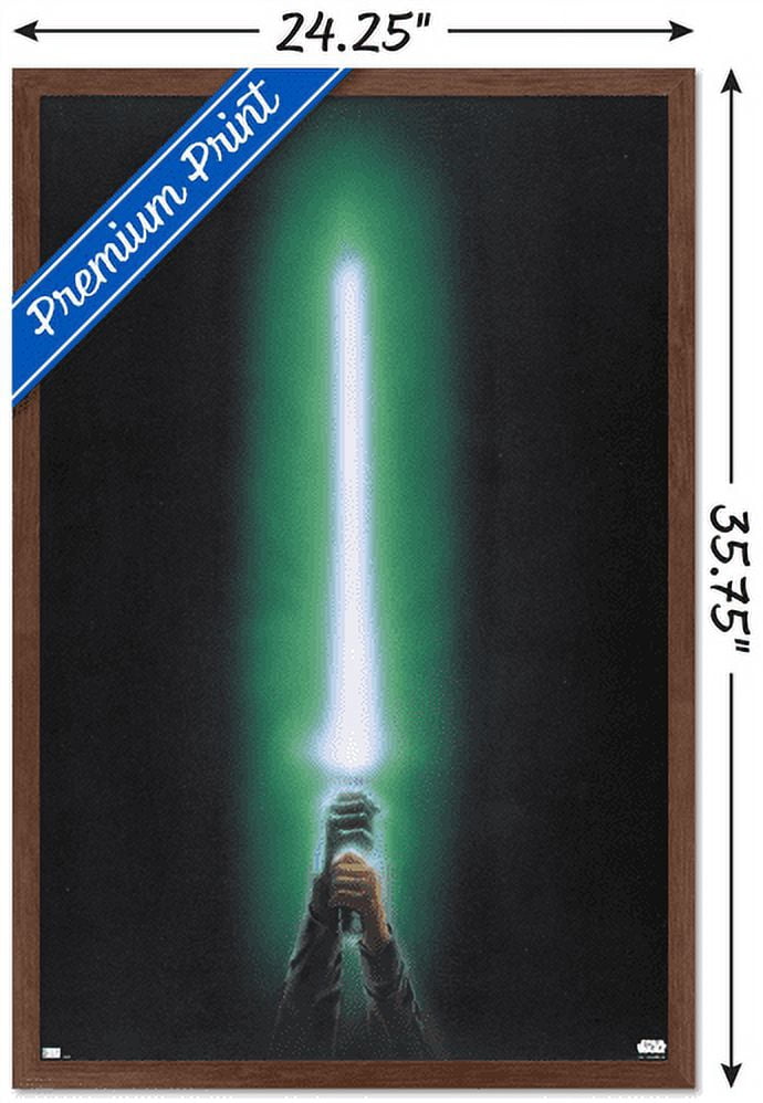 Star Wars: Original Trilogy - Green Lightsaber Wall Poster, 22.375" x 34", Framed