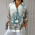 thumbnail image 4 of Enjoytime Shirts for Women Vintage Printed Long Sleeve V-Neck Button Down Blouses Fashion Casual Xmas Holiday Plus Size Fall Tops, 4 of 6