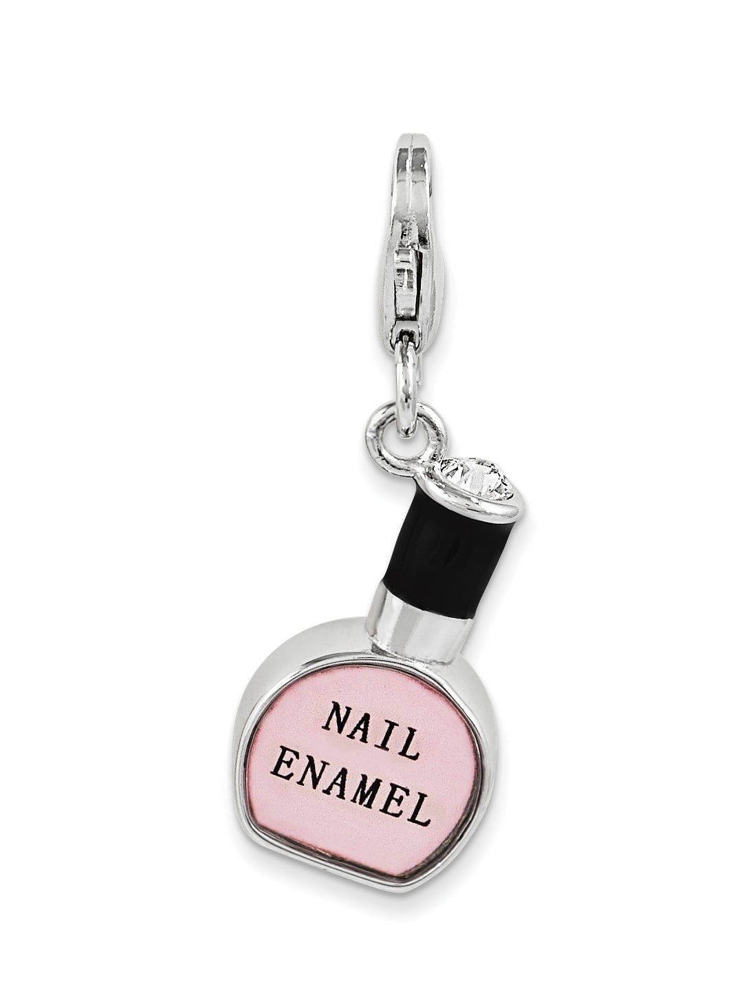 Sterling Silver Amore La Vita Rhod-Pl Enameled Nail Polish Bottle Charm (18 X 10) Made In China qcc1010
