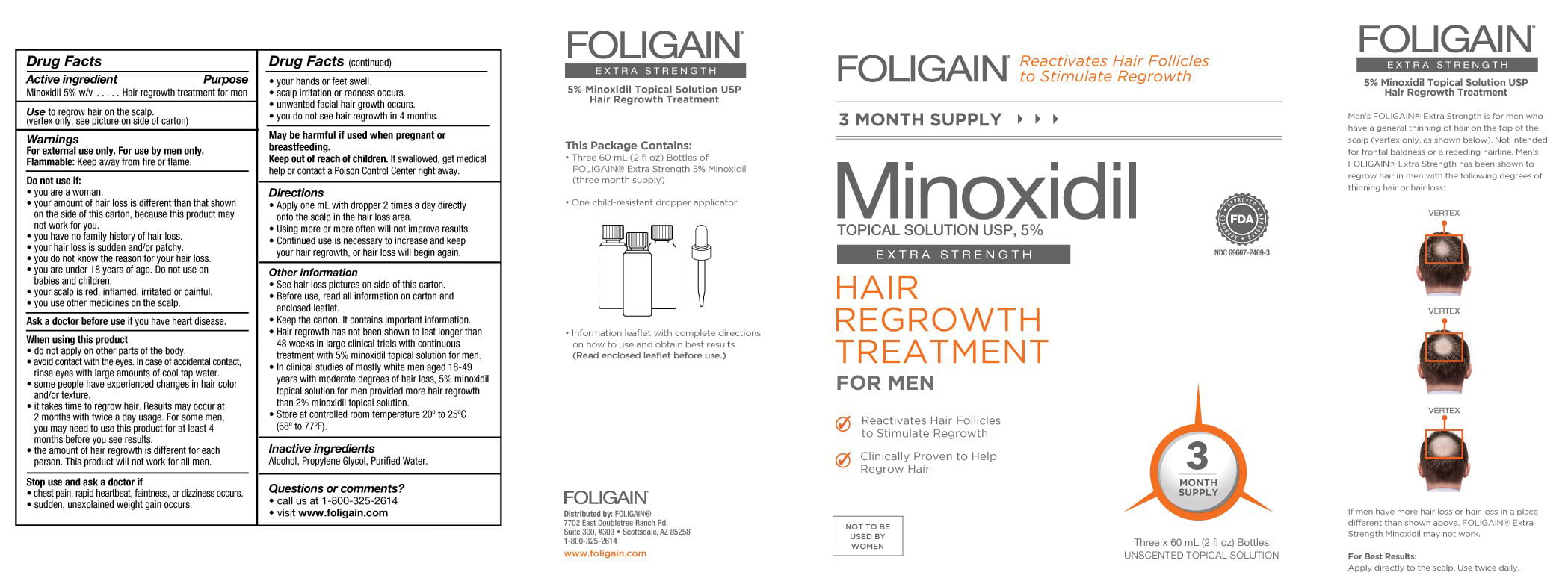 Foligain Hair For Men Regrowth Treatment, Extra Strength, Month Supply - Walmart.com