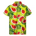 thumbnail image 2 of Camisa hawaiana con estampado de sandía colorida 2024, camisetas de verano de manga corta con botones de frutas estampadas en 3D, ropa para hombre, blusa con solapa, 2 of 4