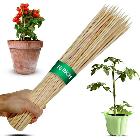 NOGIS 45 Pack 16 Inches Bamboo Plant Stakes, Bamboo Plant Sticks, Plant Garden Sticks Wooden Sign Posting Garden Plant Support for Tomatoes, Floral, Potted Plants, Crafts