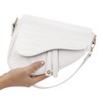 thumbnail image 6 of HDE Women's Saddle Shoulder Bag PU Leather Crossbody Purse - White Crocodile, 6 of 6