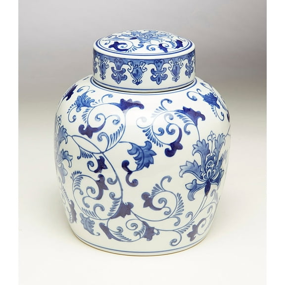 AA Importing 59779 9 inch Blue & White Ginger Jar