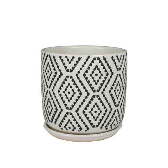 Maceta de Cerámica Mainstays Grecas Blanca Grande 17.5x17.5 cm