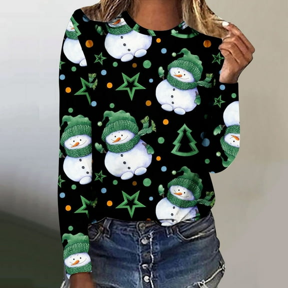 AOOCHASLIY Valentine's Women Gift Blouse Women Fashion Summer Fold Printed Regular Women Long Sleeves Round Neck Button