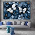 thumbnail image 2 of Mudket Blue Flower with Gold-Trimmed White Butterflies Canvas Wall Art, Floral Botanical Wall Decor, Framed Ready to Hang Artwork for Living Room Bedroom Bathroom - 12"L x 8"W, 2 of 10
