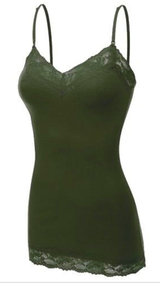 Women's Plus Size Lace Lowcut Camisole Tank Top Adjustable Cami