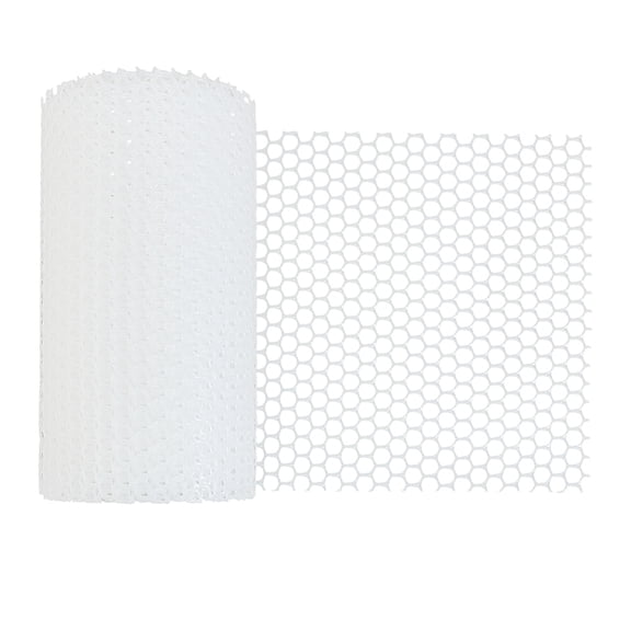 16.4Ftx8 Inch White Plastic Chicken Wire Fence Mesh Poultry Fencing with Cable Tie Protective Fence Net Hexagonal Fencing Wire Plastic Mesh Anti-Fall