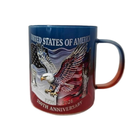 250th Anniversary Glass Coffee Mug, 1776-2026 U.S. Independence Anniversary Commemorative Coffee Mug, 250 Years Patriotic Teacup of America, Gifts for Men Dad Grandpa