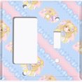 thumbnail image 2 of Metal Light Switch Wall Plate Outlet Cover (Pop Star Blue Anime Stripe Pink Ribbon String Pattern - Single Rocker Single Toggle), 2 of 2