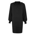 thumbnail image 4 of Plus Size Sweater Dress Women's Long Sleeve Fashion Solid Medium Length Wool Knitted Sweater Dress Long Sweaters for Women Black S, 4 of 4