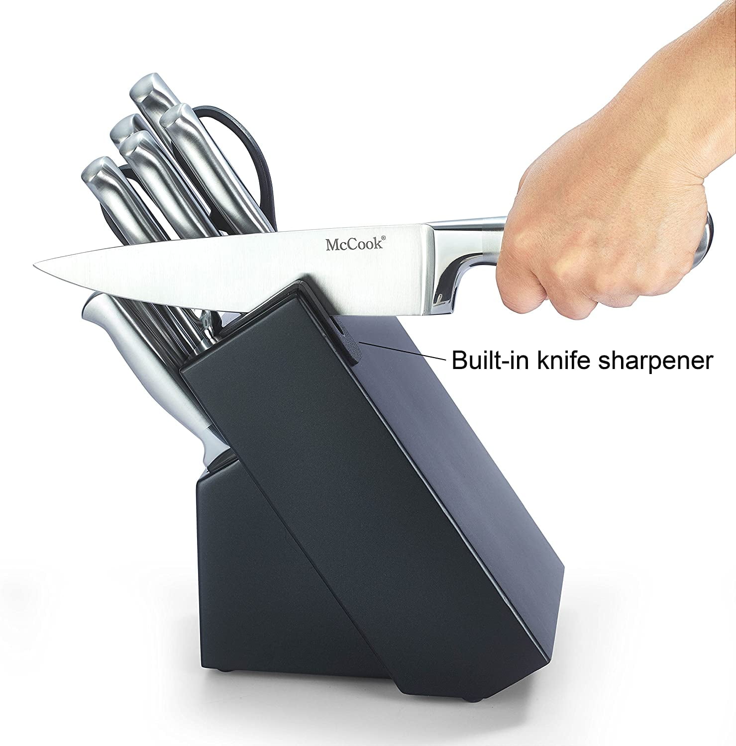 This15-piece knife set with a block and built-in sharpener is now reduced  by 20% to just $40