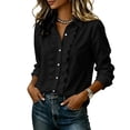 thumbnail image 4 of Perfectbot Women's Ruffled Front Button Down Shirt, Casual Long Sleeve Dressy Blouse, Relaxed Fit Solid Color, 4 of 6