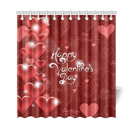GCKG Valentine's Day Shower Curtain, Red Heart Shaped Love Polyester ...