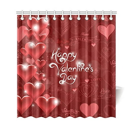 Artjia Valentine S Day Shower Curtain Red Heart Shaped Love