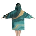 thumbnail image 2 of Teal Gold Marble Pattern Blanket Hoodies for Kids 6-13YR Oversize Wearable Blanket Hoodies for Boys Girls Teens, 2 of 7