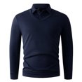 thumbnail image 5 of Handshe Men's Long Sleeve Shirt, Fashion Solid Color Business Casual Half-Button Collared Shirt for Office Wear and Business Attire, 5 of 6