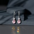 thumbnail image 6 of Lab Grown Pink Sapphire Drop Earrings with Moissanite, Lever Back Earrings - AAAA Grade, 18K White Gold, 6 of 8
