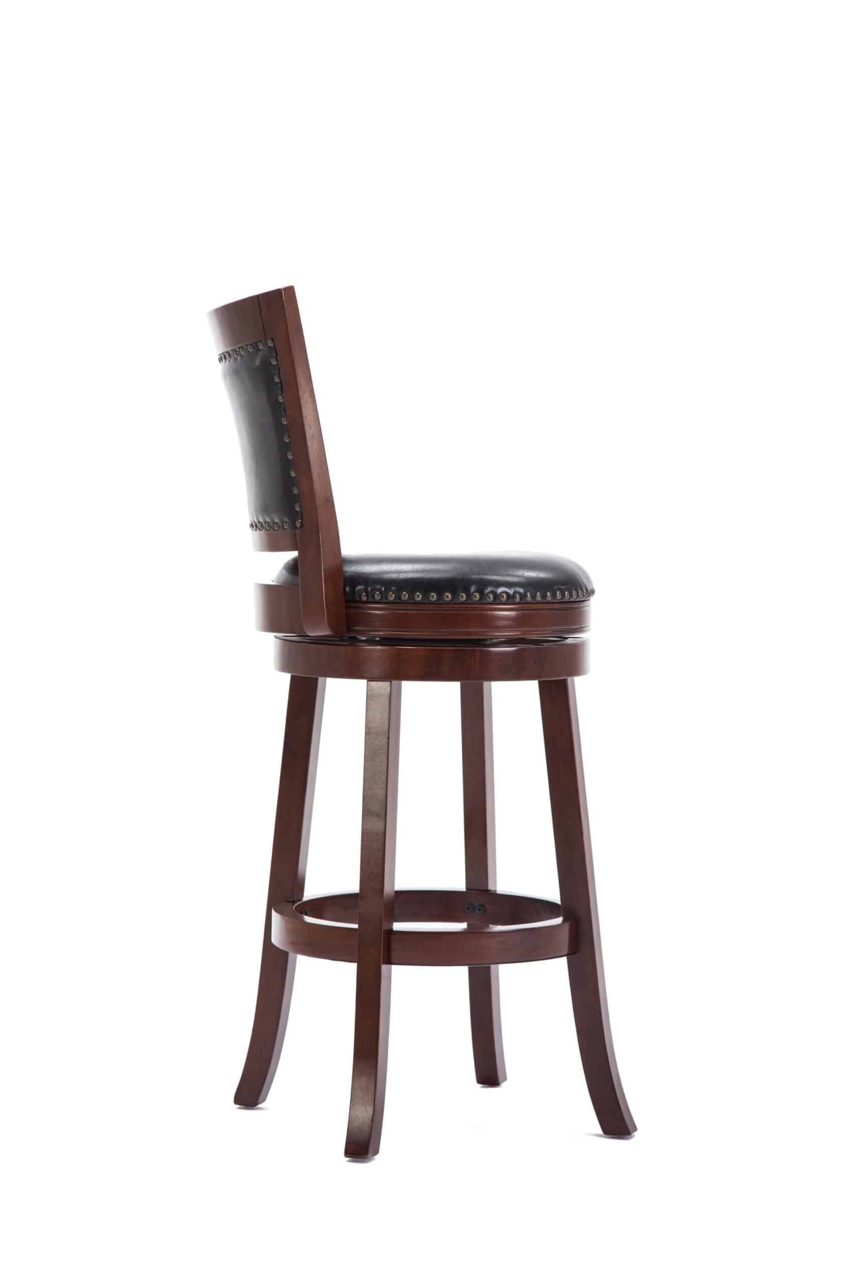 Boraam Bristol 29in. High Back Swivel Wood Bar Stool, Cherry