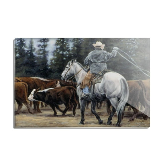 Ranch Cowboy Cattle Drive Roundup Rectangle Acrylic Fridge Refrigerator Magnet