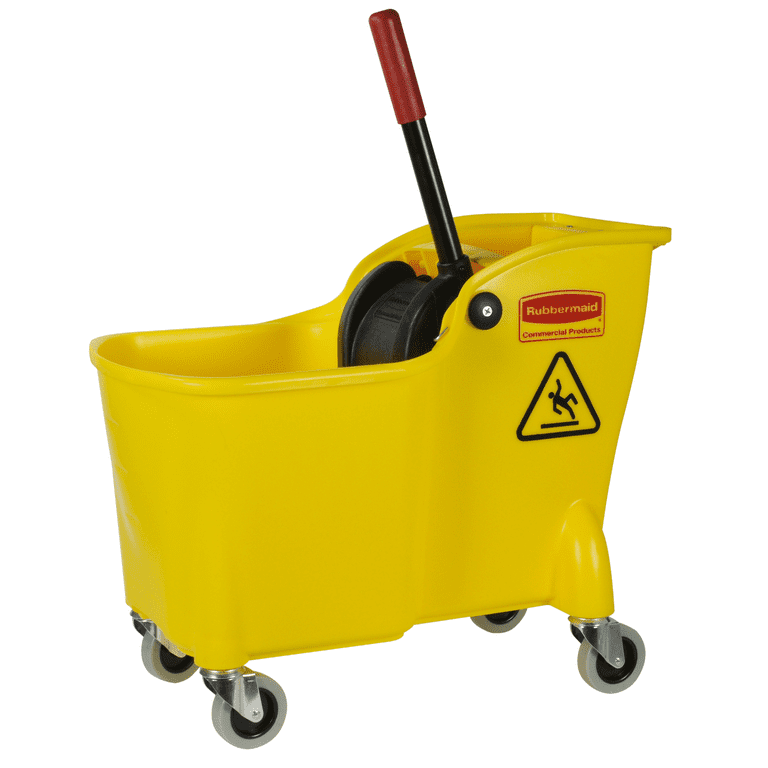 Rubbermaid Commercial 31 qt. All-in-One Tandem Mopping Bucket, Yellow