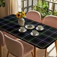 thumbnail image 3 of Black Geometric Table Cloths for 6 Foot Rectangle Tables, Vintage Grid Plaid Colorful Lines Patio Waterproof Elastic Fitted Tablecloths, Washable Rectangular Table Cover for Camping, 3 of 8