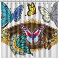 thumbnail image 1 of Rideau de Douche Papillon Vibrant - Design Coloré sur Fond Brun Élégant, 1 of 5