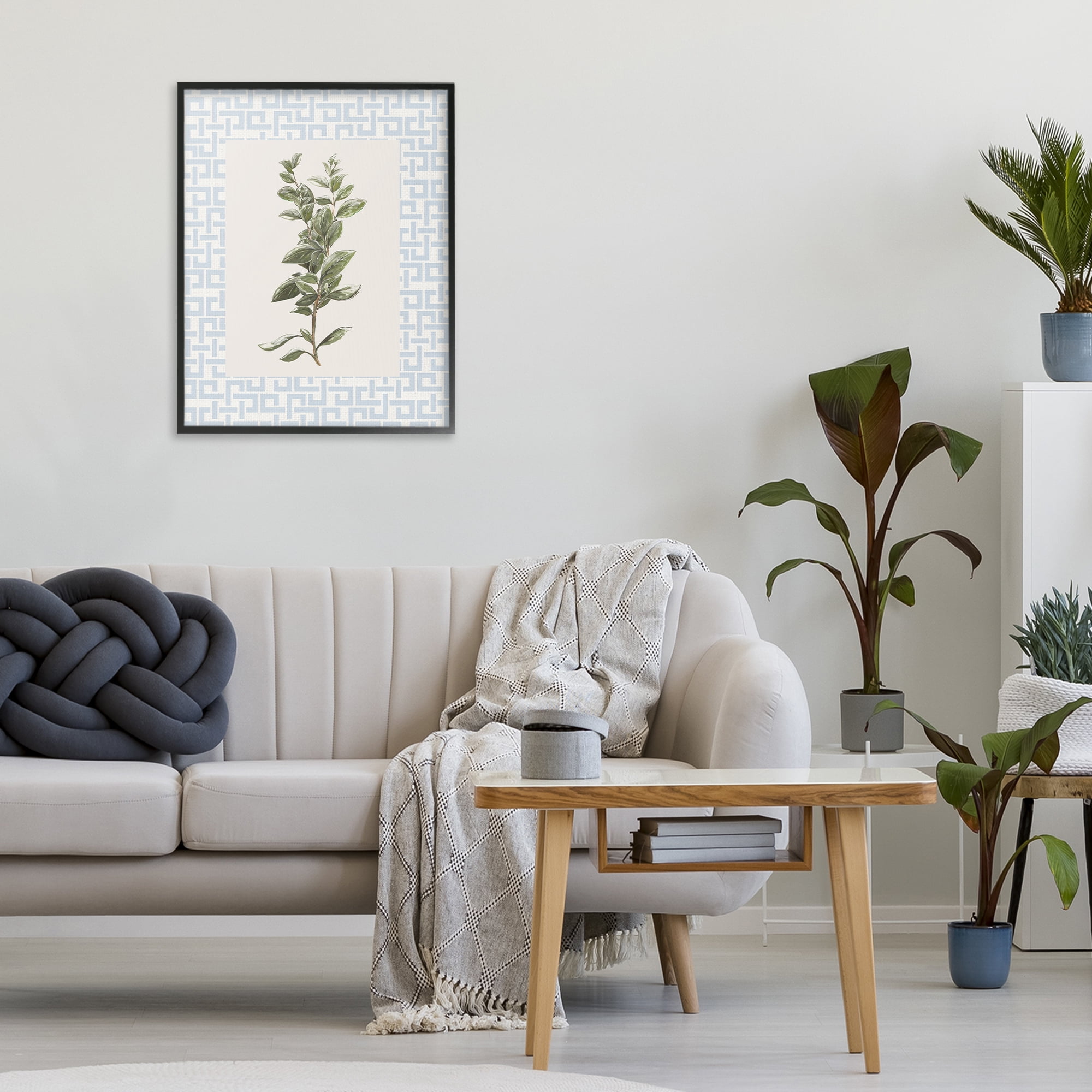 Stupell Industries Fresh Herb on Geometric Black Framed Giclee Art, design by Diannart