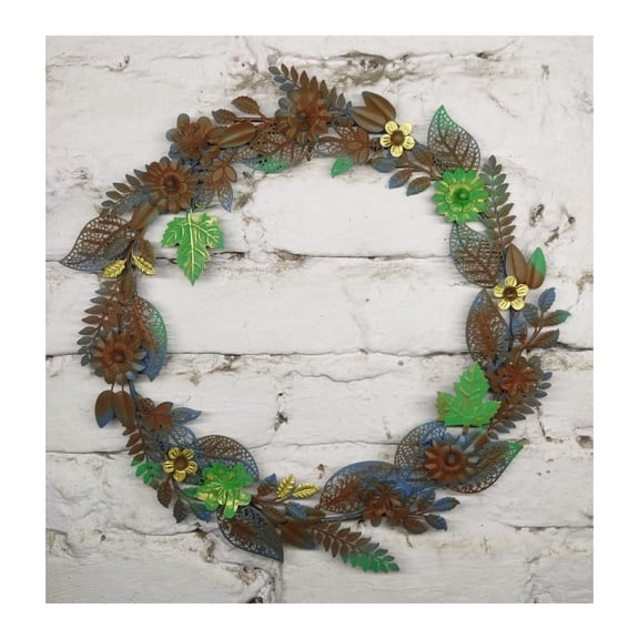 Metal Vintage Wreath Wall Art - Wall Decor - Door Wreath - Mulit Color Antique Finish