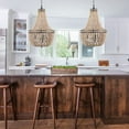 thumbnail image 4 of MANXING Farmhouse Wood Beaded Chandelier Boho Light Fixture, Oak White Wooden Bead Chandeliers Rustic Kitchen Island Pendant Lighting for Dining Room, Bedroom, Entryway, Living Room, 4 of 7