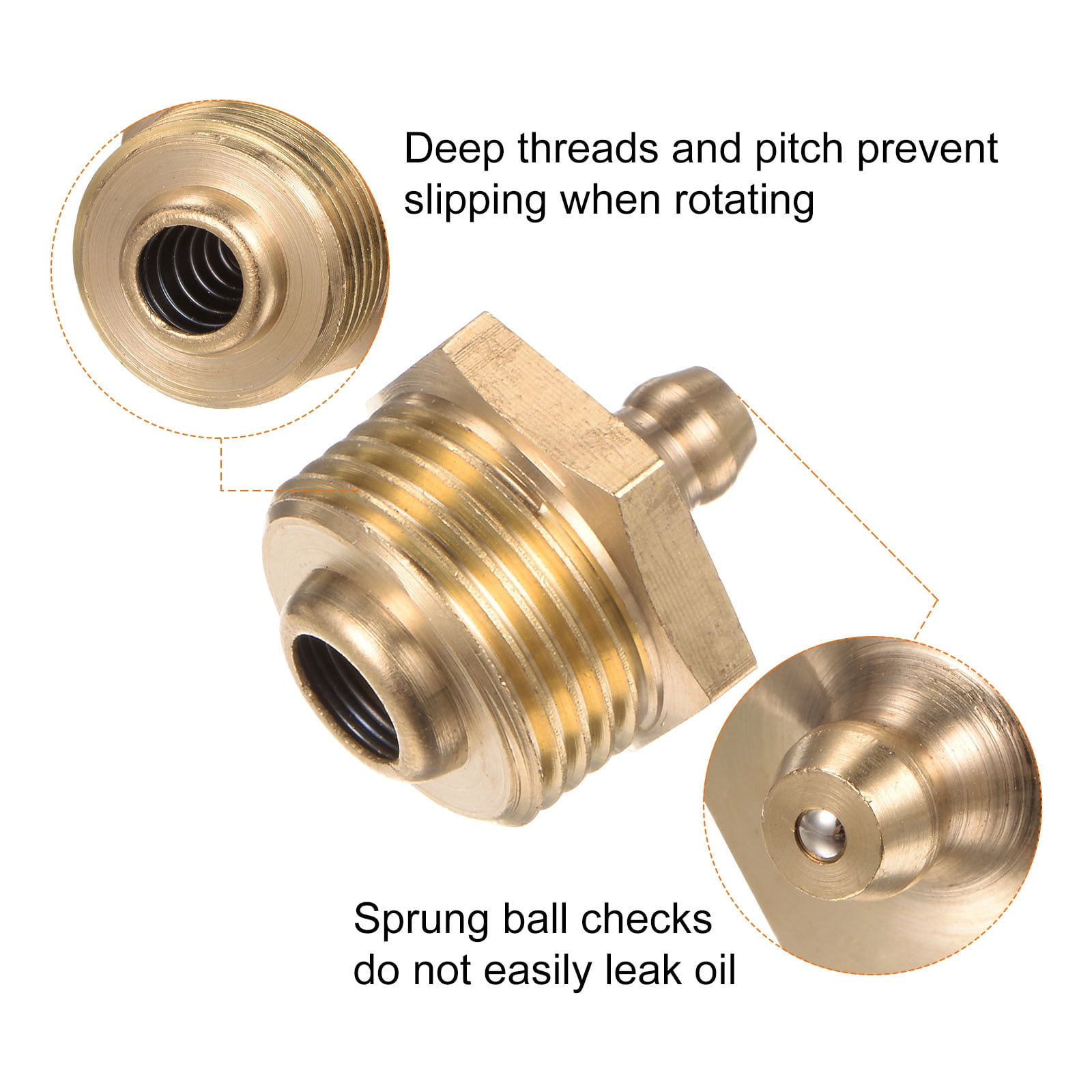 Uxcell 8pcs Brass Straight Grease Fitting M20x1.5mm Metric Thread Hydraulic Grease Nipple Accessories