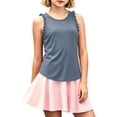 thumbnail image 3 of KHONTS Girls Summer Workout Tank Tops Ruffle Sleeveless Racerback Crewneck Casual Loose Activewear Grey 150, 3 of 7