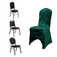 thumbnail image 4 of Efavormart Hunter Emerald Green Crushed Velvet Spandex Stretch Banquet Chair Cover With Foot Pockets, Fitted Wedding Chair Cover - 190 GSM, 4 of 5