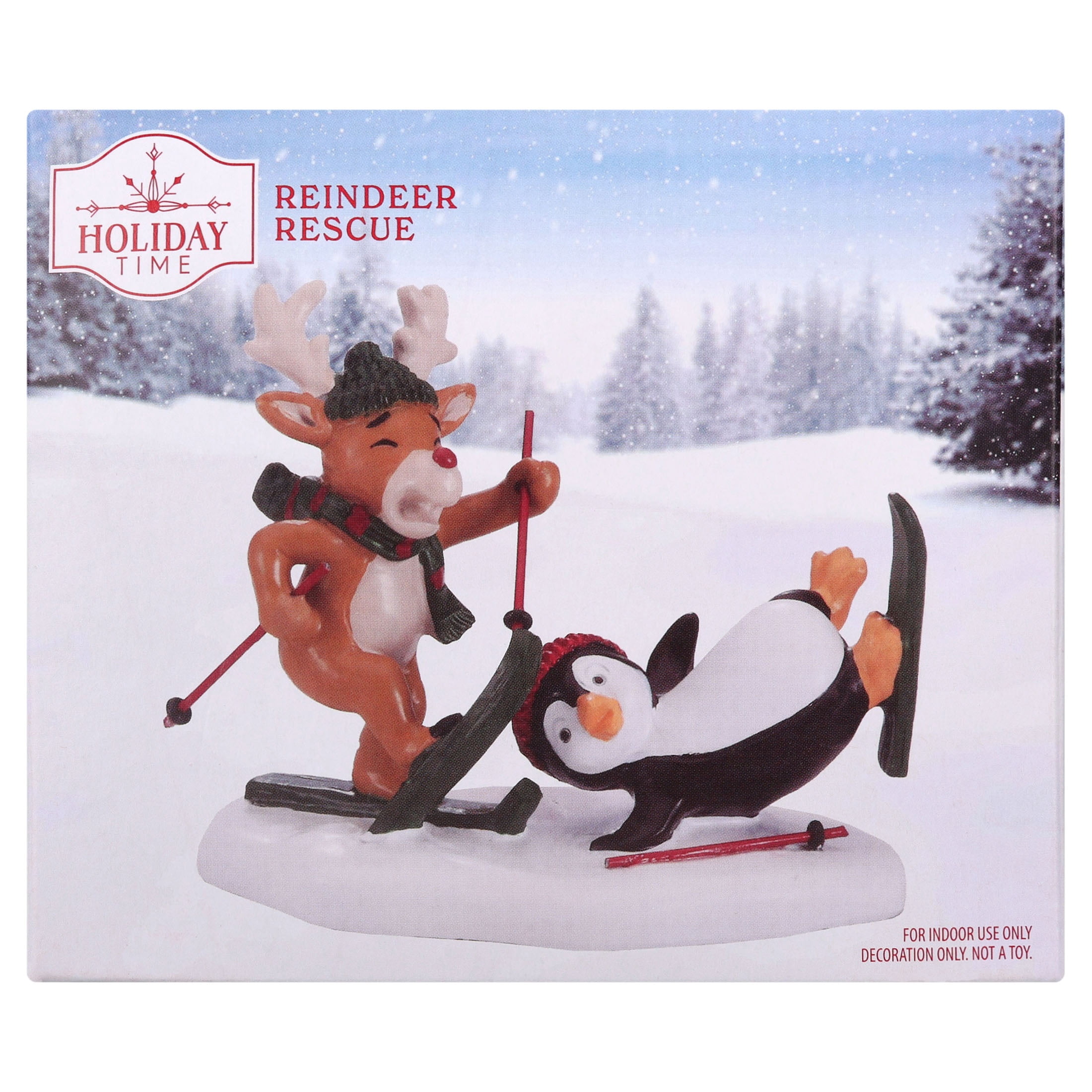 Reindeer Rescue Christmas Village Decorative Figurine, Multicolor, 3.8", by Holiday Time
