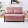 thumbnail image 4 of 3-in-1 Convertible Sofa Bed,Modern Corduroy Sleeper Sofa with Pull Out Bed,Loveseat Couch with Adjustable Armrest for Living Room,Pink, 4 of 7