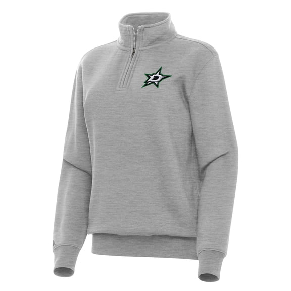 Women's Antigua Heather Gray Dallas Stars Victory Quarter-Zip Sweatshirt