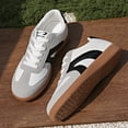 thumbnail image 6 of Women's Fashion Slip On Sneakers Comfortable Walking Skate Shoes Casual Lace Up Non Slip Trainers Footwear White Size 6, 6 of 9