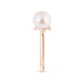 thumbnail image 3 of ANGARA Japanese Akoya Cultured Pearl and Diamond Bar Ring in 14K Rose Gold for Women | June Birthstone, Birthday, Anniversary, Jewelry Gift for Women | Pearl Ring, 3 of 8