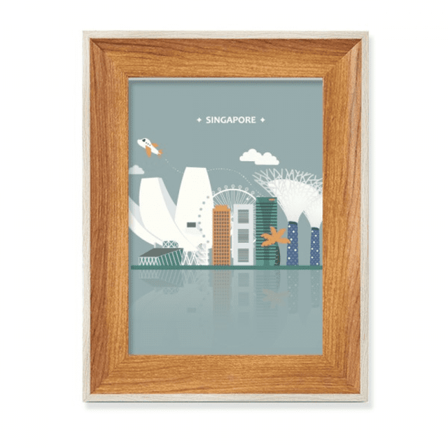 Singapore Famous Places Landmark Desktop Wooden Photo Frame Display Picture Art Painting Multiple Sets