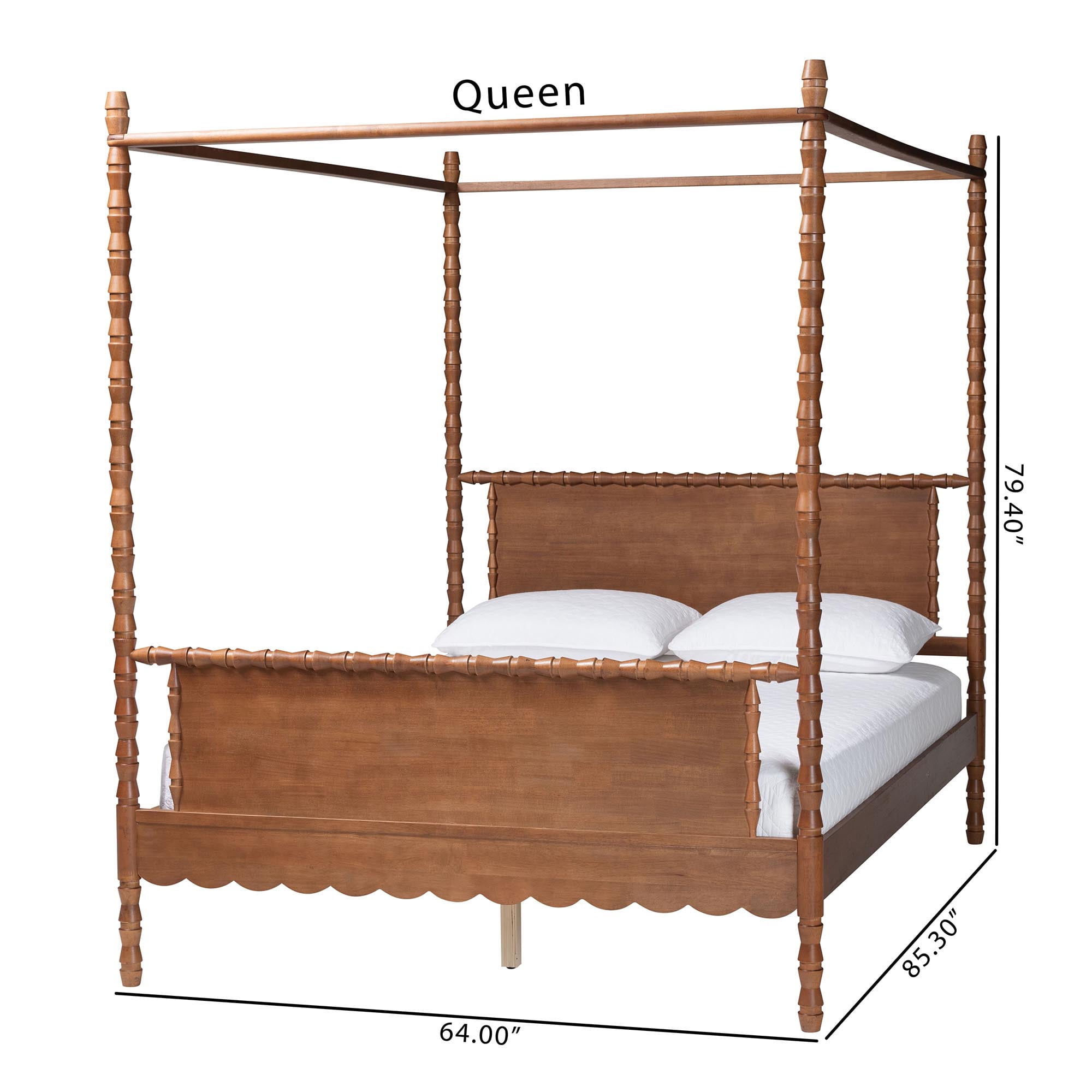 Baxton Studio Danette Modern Canopy Bed, Queen, Walnut Brown