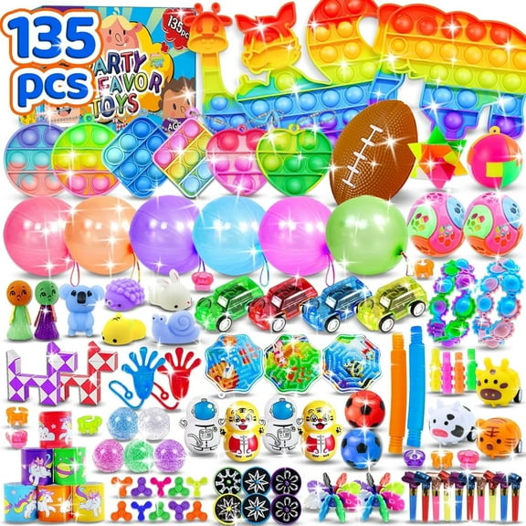 135-Piece Kids Party Favor Toy Set ā Bulk Goodie Bag Fillers, Pinata Prizes, Classroom Rewards & Treasure Box Toys