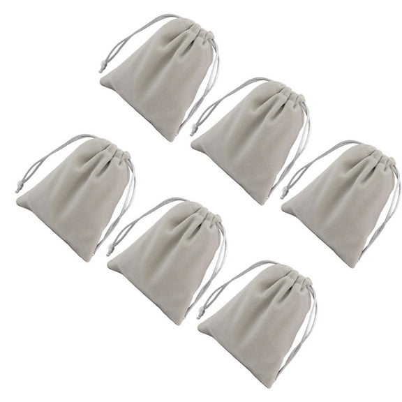 6pcs Grey Luxury Flannel Bag Cosmetic Storage Pouches Drawstring Cloth Bags Gift Bags for Jewelry Gift