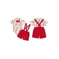 thumbnail image 2 of BemeyourBBs Newborn Baby Boy Valentines Day Outfit Gentleman Heart Bowtie Heart Bear Romper Shirt and Suspender Shorts Set Spring Summer Clothes, 2 of 9