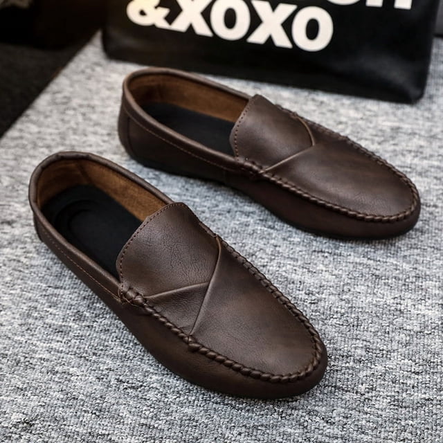 Zapatos de primavera para hombre, zapatos de cuero para hombre, zapatos casuales de moda de estilo coreano, zapatos británicos, zapatos de verano de suela suave para perezosos