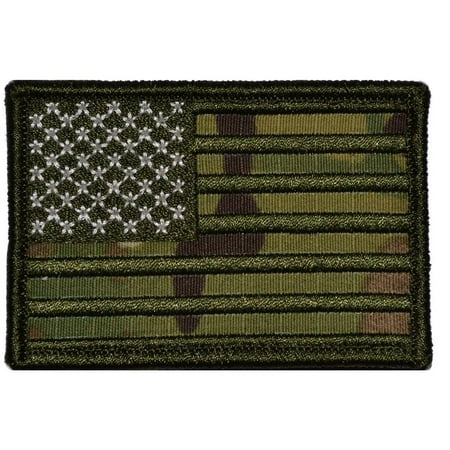 MultiCam USA Camo Flag with Green Stitching - 2x3 Patch