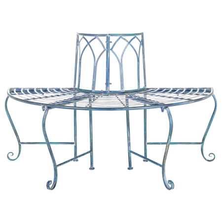 Safavieh Abia Adult Wrought Iron Weather-Resistant Outdoor Benches Antique Blue