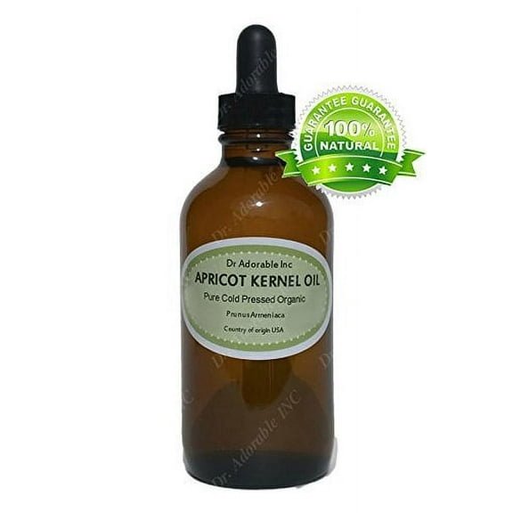 Dr Adorable - 2 oz with dropper - Apricot Kernel Oil - 100% Pure Organic Cold Pressed Natural Skin and Hair Care Massage Therapy Aromatherapy