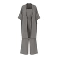 thumbnail image 6 of Mifsaly Two Piece Linen Sets for Women Open Front Long Cardigan and High Waisted Wide Leg Jumpsuits with Pockets Lightweight Flowy Summer Casual Vacation Matching Outfits Gray,XXL, 6 of 8