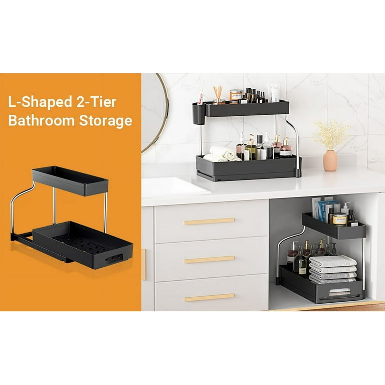 under Sink Organizers and Storage, 2-Tier L-Shaped under Kitchen Bathroom  Sink O